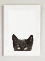 COLOR WATERCOLOR | Peeking Cat Art Print | A3 ȥץ/ݥξʲ