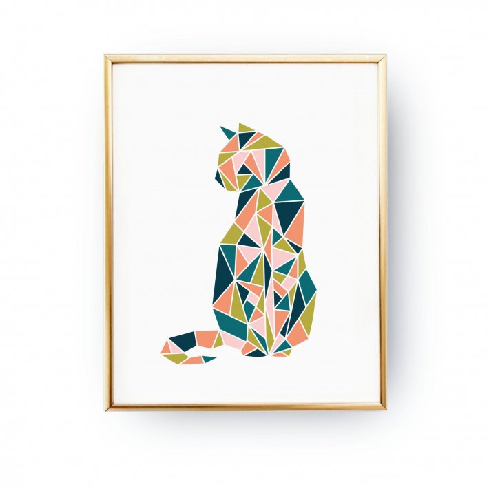 LOVELY POSTERS | GEOMETRIC CAT PRINT | A3 アートプリント/ポスター