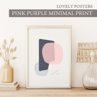 LOVELY POSTERS | PINK PURPLE MINIMAL PRINT | A3 アートプリント/ポスター の商品画像