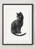 COLOR WATERCOLOR | Black Cat Art Print #4 | A3 ȥץ/ݥξʲ