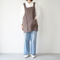 not PERFECT LINEN | SHORT SQUARE CROSS LINEN APRON (chocolate) | ץξʲ