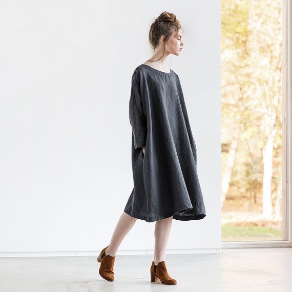 not PERFECT LINEN | Oversized loose fitting linen dress