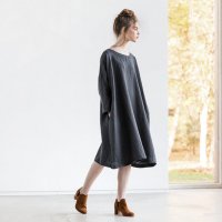 not PERFECT LINEN | Oversized loose fitting linen dress (charcoal)ξʲ