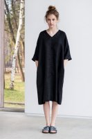 not PERFECT LINEN | washed linen KIMONO tunic (deepest black) | 着丈95cmの商品画像