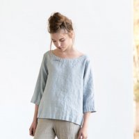 not PERFECT LINEN | Washed linen top JANUARY (ice blue/silver grey) | トップスの商品画像