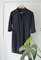 SALE CEREMONY | Loose linen dress (navy blue) | ȥåץξʲ