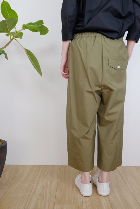 STAMP AND DIARY | ウエストタックワイドパンツ 82cm丈 (khaki