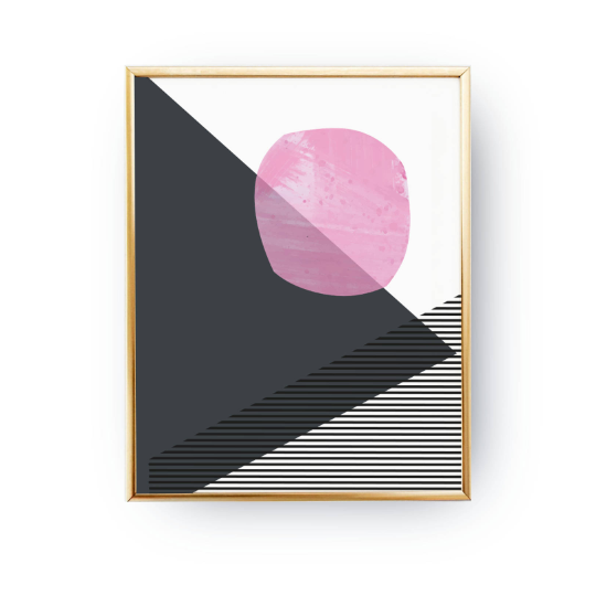 Lovely Posters Pink Dark Grey Geometric Print A3 アートプリント ポスター 北欧 シンプル おしゃれ Hafen ハーフェン 北欧 ヨーロッパの雑貨 ポスターを扱う通販ショップ