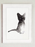 ڥͥݥ̵COLOR WATERCOLOR | Black Cat Art Print #5 | A4 ȥץ/ݥξʲ