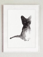 COLOR WATERCOLOR | Black Cat Art Print #5 | A3 ȥץ/ݥξʲ