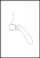 GLAM POSTERS | WOMAN WITH COFFEE LINE ART POSTER | ȥץ/ݥ (30x40cm)̲ ӥ ƥꥢۤξʲ