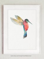 COLOR WATERCOLOR | Hummingbird Painting | A3 ȥץ/ݥ̲  ƥꥢ ӥ 襤 Ļۤξʲ