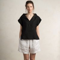 SALE 40%աLOVELY HOME IDEA | Loose fit linen blouse (black)ڥͥ  ʥ ֥饦ۤξʲ