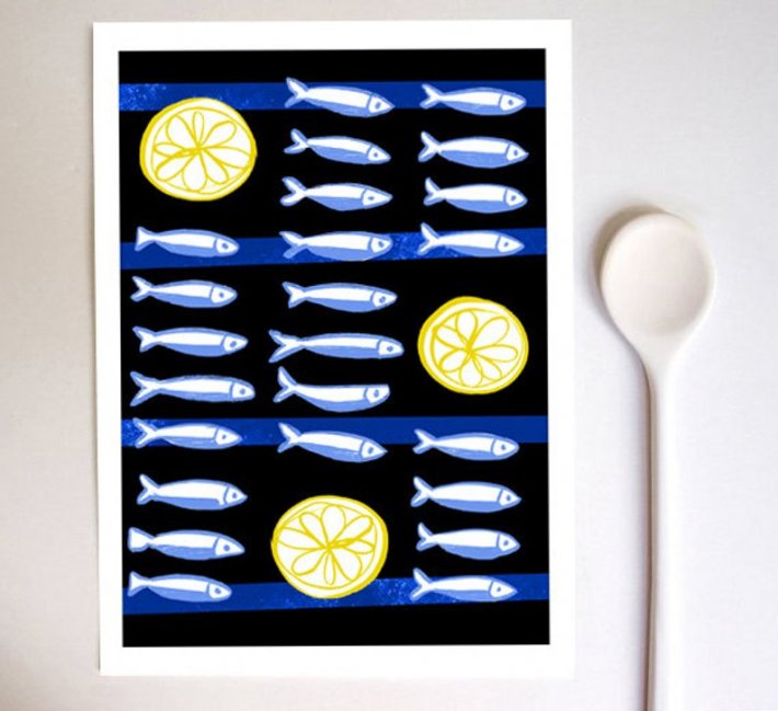 ANEK | SARDINES & LEMON | アートプリント/ポスター (50x70cm)【北欧