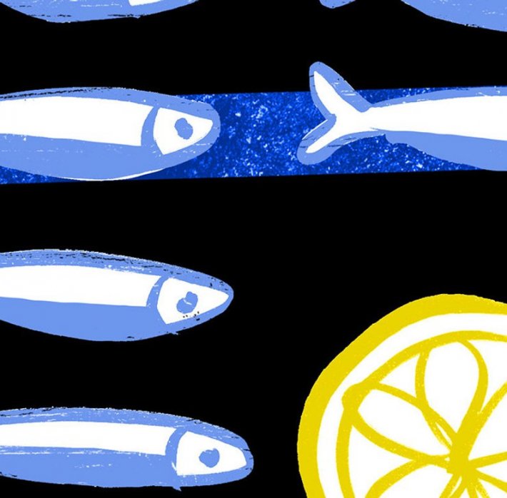 ANEK | SARDINES & LEMON | アートプリント/ポスター (50x70cm)【北欧