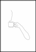 GLAM POSTERS | WOMAN WITH COFFEE LINE ART POSTER | ȥץ/ݥ (50x70cm)̲ ӥ ƥꥢۤξʲ
