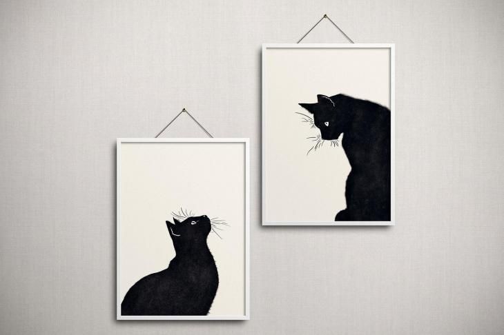 STUDIO FAZZOLETTO | BLACK CAT PRINT #1 | A3 アートプリント