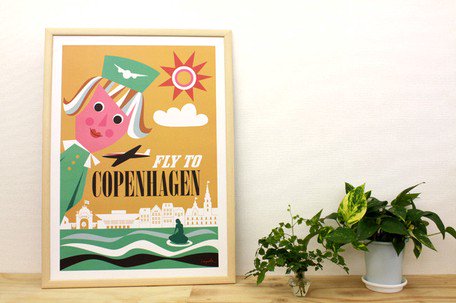 OMM design | FLY TO COPENHAGEN POSTER | ポスター (50x70cm)【北欧 雑貨 スウェーデン ポスター  インテリア 洋なし】 - HAFEN ハーフェン | 北欧・ヨーロッパの雑貨・ポスターを扱う通販ショップ