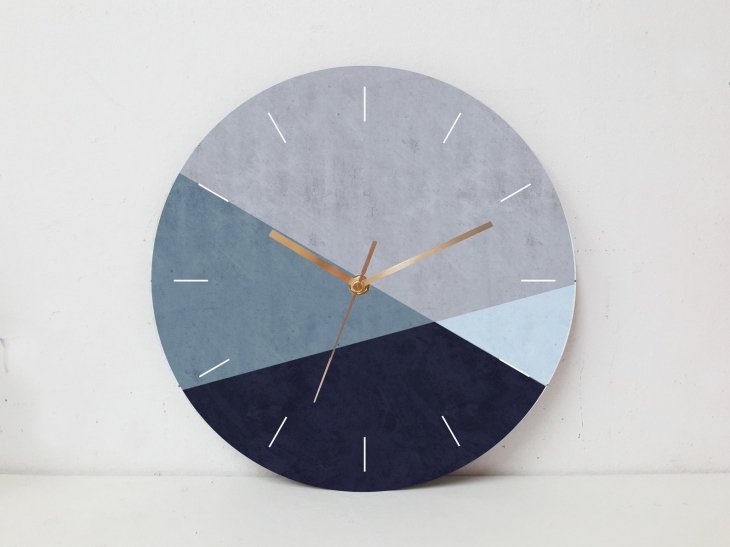 GALIA STUDIO | Geometric Wall Clock (navy/grey)【壁掛け時計 北欧