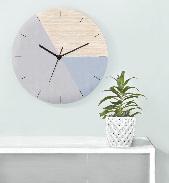 GALIA STUDIO | Geometric Wall Clock (blue grey/grey)【壁掛け時計