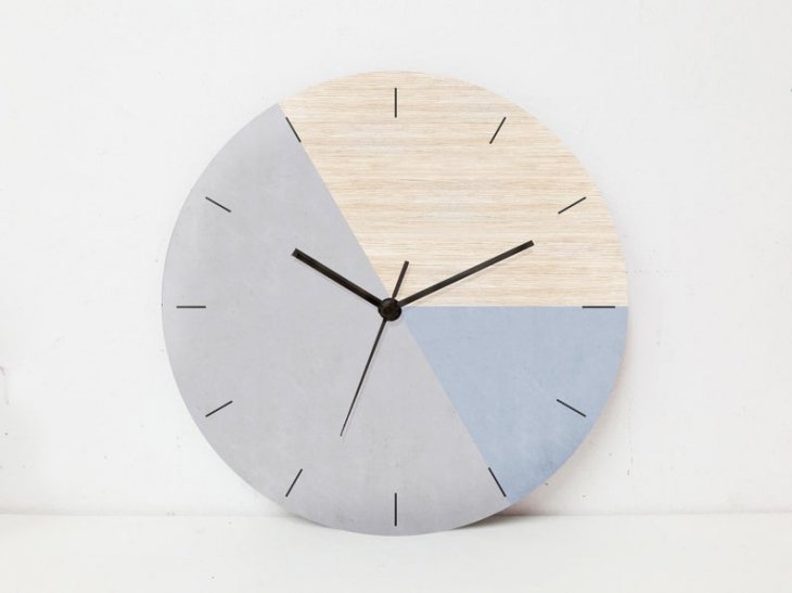 GALIA STUDIO | Geometric Wall Clock (blue grey/grey)【壁掛け時計