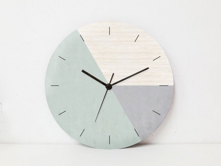 GALIA STUDIO | Geometric Wall Clock (aqua greeny/grey)【壁掛け時計 