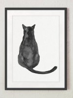 COLOR WATERCOLOR | Black Cat Art Print #1 | A2 アートプリント/アートポスターの商品画像