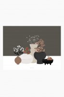 MICUSH | POTTERY AND FLOWERS (dark brown) | アートプリント/ポスター (30x40cm)【北欧 シンプル インテリア おしゃれ】の商品画像