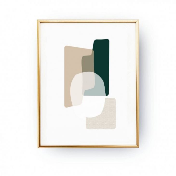 LOVELY POSTERS | GREEN BEIGE ABSTRACT PRINT | A5 アートプリント/ポスター【ネコポス送料無料