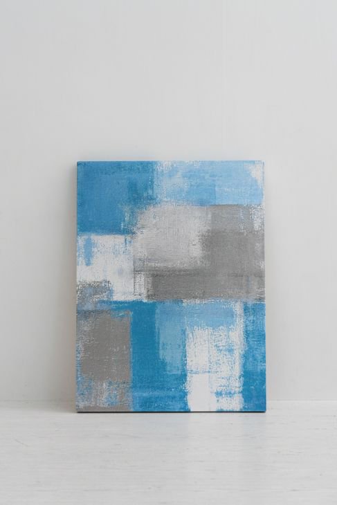 Art Panel Grey and Blue Abstract Art Painting | 60x80cm キャンバス