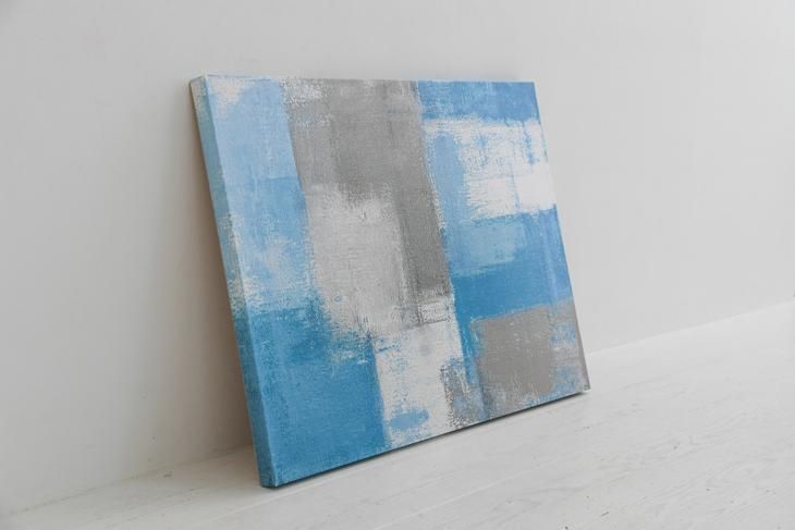 Art Panel Grey and Blue Abstract Art Painting | 60x80cm キャンバス