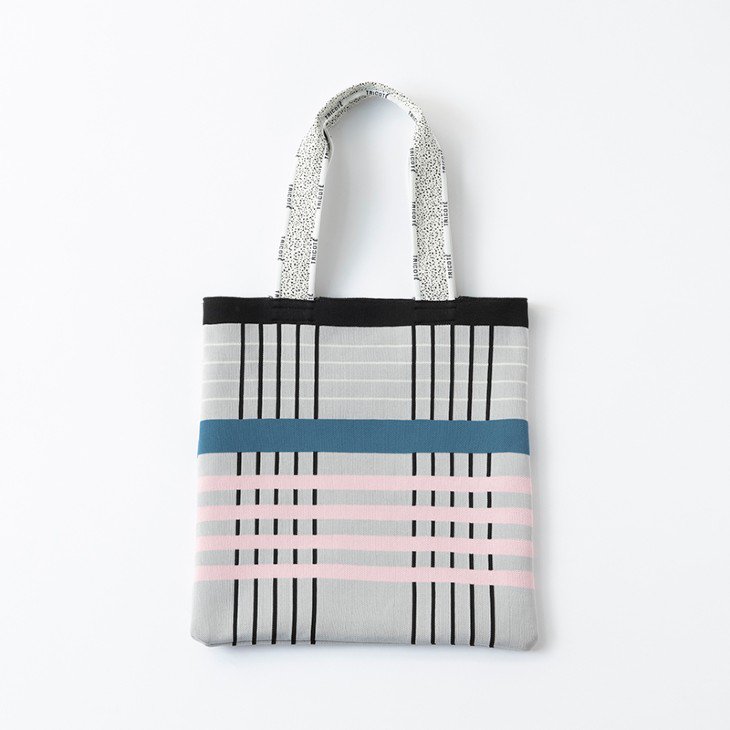 TRICOTE | CHECK KNIT TOTE BAG (light gray) | 送料無料 トートバッグ