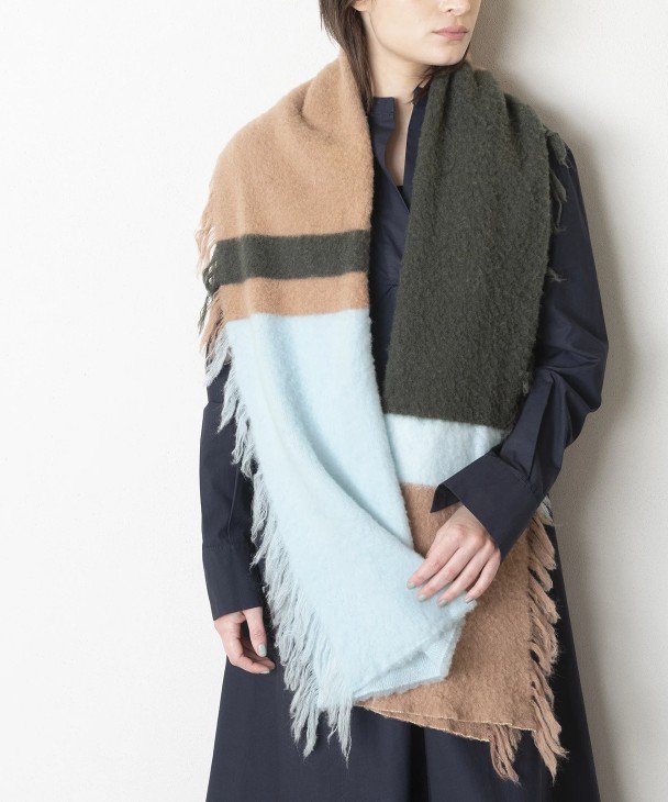 TRICOTE, STRIPE FRINGE SCARF (orange)