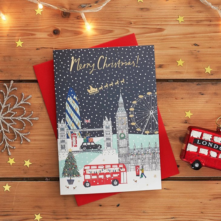 Jessica Hogarth London Scene Christmas Card グリーティングカード クリスマス 箔押し