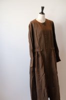 the last flower of the afternoon | かげとひかりの belted wide dress (dark brown) | 送料無料 ワンピース レディースの商品画像