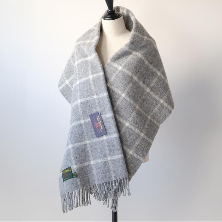 TWEEDMILL | Chequered Grey Shawl | ショール (70x183cm) 送料無料