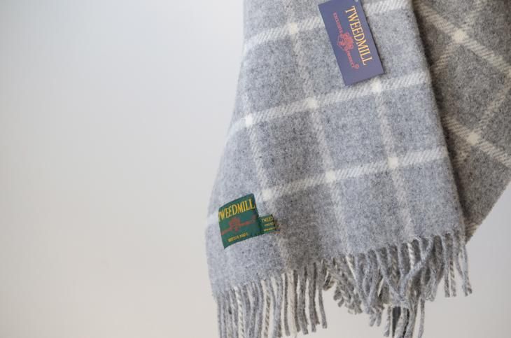 TWEEDMILL | Chequered Grey Shawl | ショール (70x183cm) 送料無料