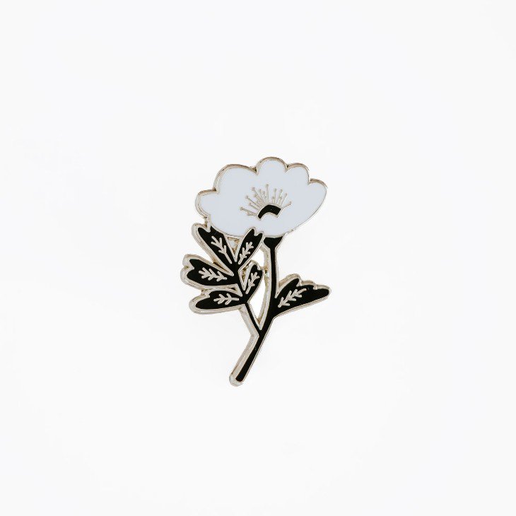 Micush Black White Flower Pin ピンバッジ 北欧 おしゃれ 花