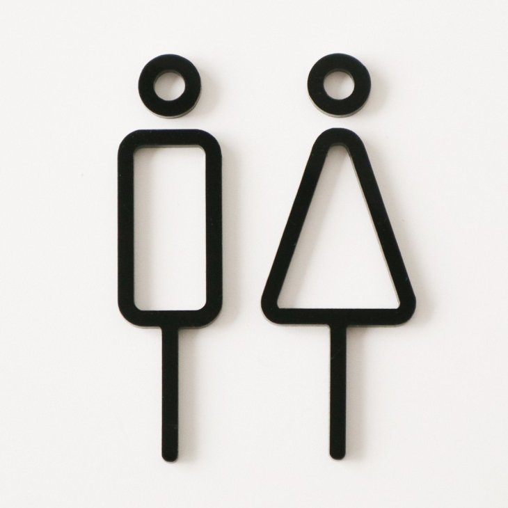 MOHEIM | SIGNS - RESTROOM (2pcs / black) | サイン トイレ