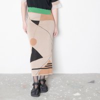 TRICOTE (トリコテ) | GRAPHICAL KNIT SKIRT (beige) | 送料無料 ボトムス スカート ニットスカート お洒落 個性的の商品画像