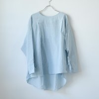 the last flower of the afternoon | 霞立つ朝 pullover slit blouse (light turquoise blue) | 送料無料 トップス ブラウスの商品画像