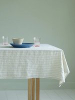 STILLEBEN | Tablecloth 140x250cm (limestone w. blue stripes) | ơ֥륯 å ƥꥢ ̲ ǥޡ ξʲ