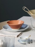 STILLEBEN | Table Napkin - Pack of 2 - (grey w. terracotta stripes) | ふきん キッチン 北欧 デンマーク おしゃれの商品画像