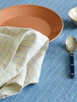 STILLEBEN | Table Napkin - Pack of 2 - (limestone w. blue stripes) | ふきん キッチン 北欧 デンマーク おしゃれの商品画像