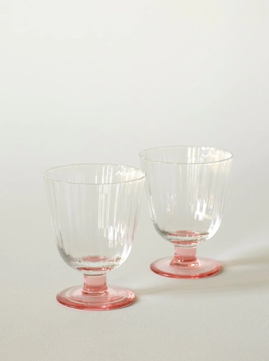 STILLEBEN | Concave Wine Glass - Set of 2 - (rose fan) | ワイン