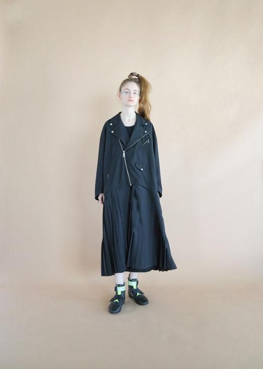 bedsidedrama (ベッドサイドドラマ) | Rider pleats coat (black) size 