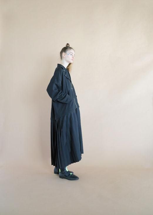 bedsidedrama (ベッドサイドドラマ) | Rider pleats coat (black) size 