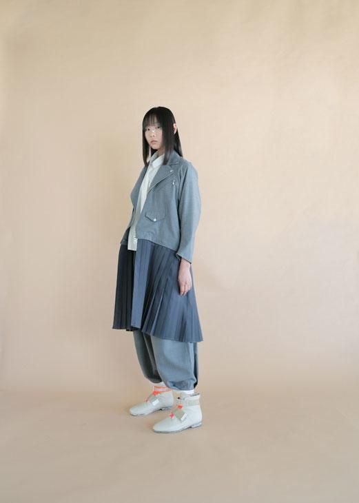 bedsidedrama ライダーズコート　gray bedsidedrama (ベッドサイドドラマ) | Rider pleats coat (grey
