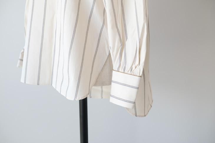 【SALE セール】ASEEDONCLOUD | Handwerker HW collarless shirt (stripe/green) size XS | シャツ アシードンクラウド ハンドベーカー ASEEDONCLOUD | Handwerker HW collarless shirt (stripe/green