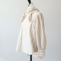 ASEEDONCLOUD | Zephyros scarf tunic (stripe/off white) | スカーフ付きチュニック ブラウス 送料無料 アシードンクラウド ストライプ の商品画像
